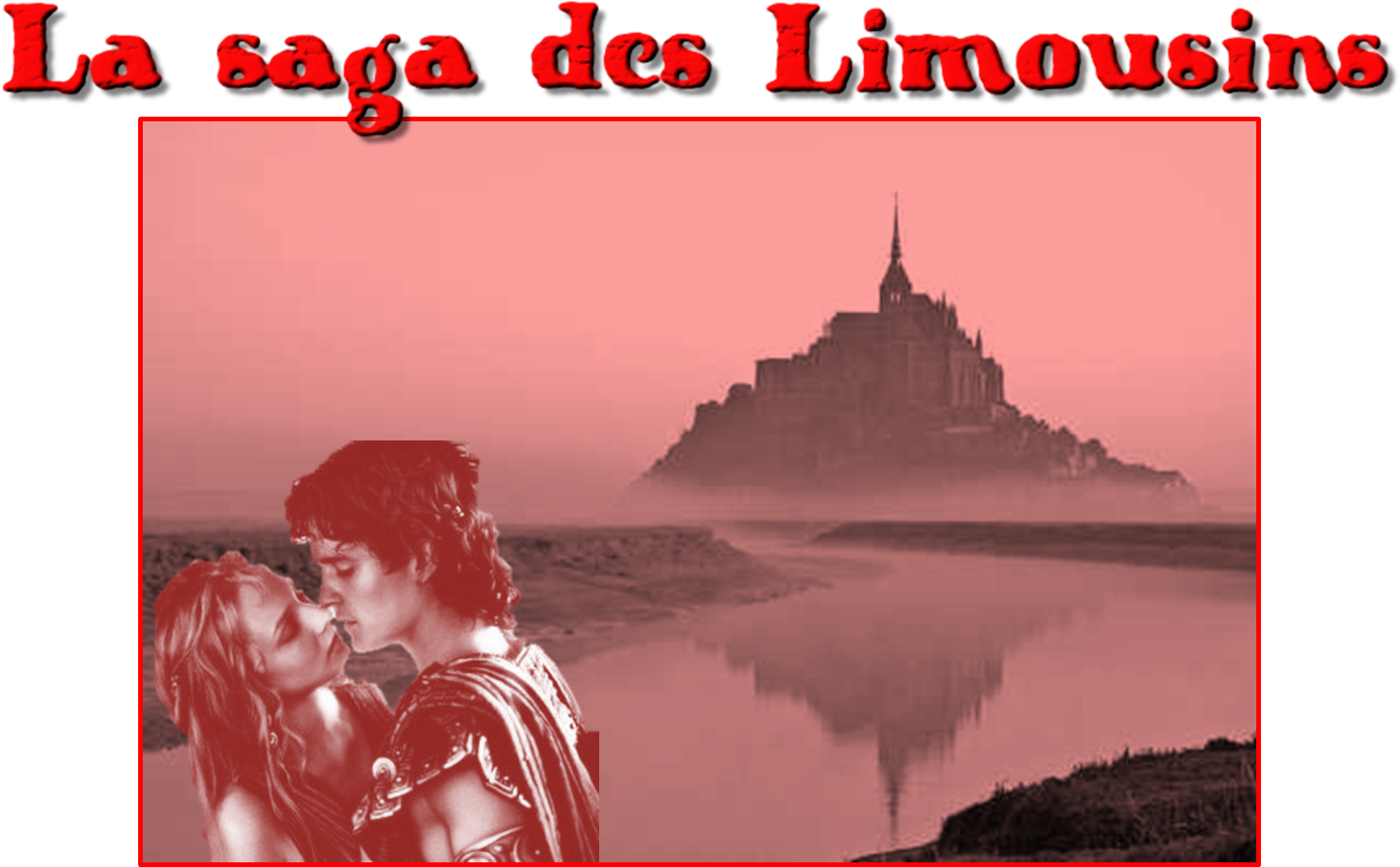 les personnages représentés sont Lou Guy-Lou et Hélène devant le Couesnon et le Mont-Saint-Michel n